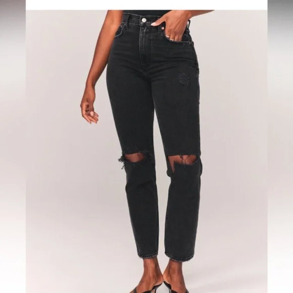 Abercrombie & Fitch High-Rise Black Distressed Jeans